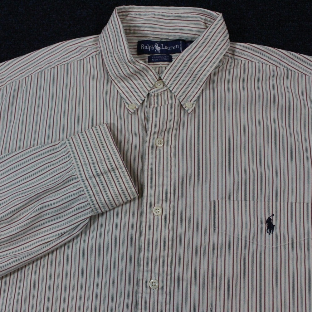 Ralph Lauren Yarmouth Shirt Mens 16.5 35 Striped Button Down Oxford Cotton